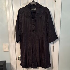 Lisa International Long Shiney Black Jacket with 3/4 Sleeves